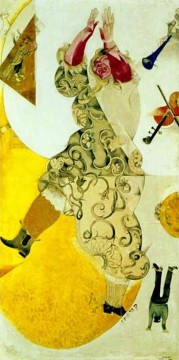 350 人の有名アーティストによるアート作品 Painting - モスクワ・ユダヤ劇場のダンスパネル テンペラガッシュとカオリンの現代マルク・シャガール